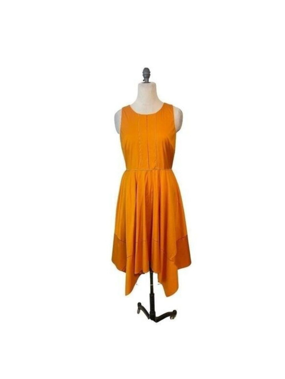 Donna Karan Handkerchief hem Tangerine Orange Dress 6